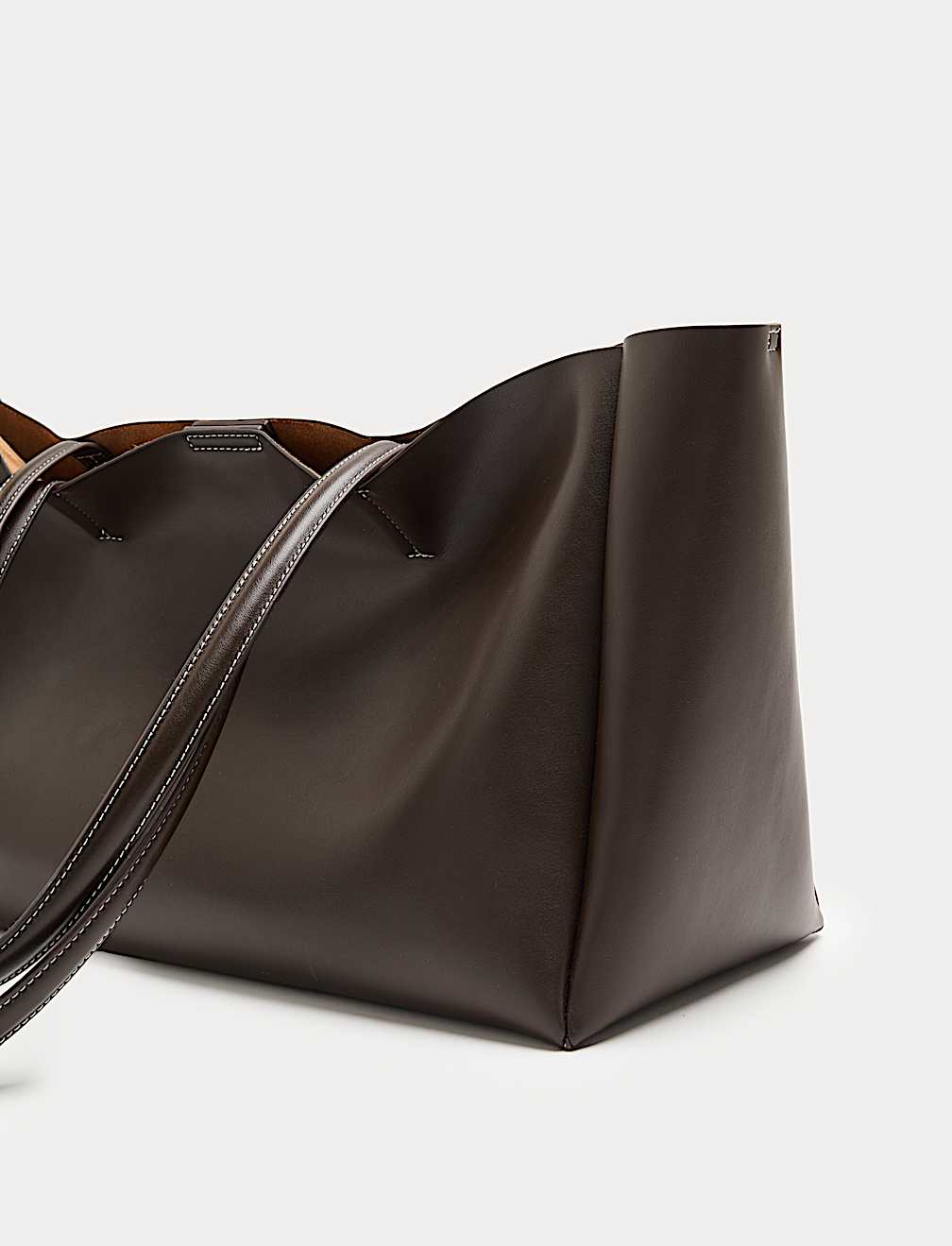 Faux Leather Structured Tote Bag