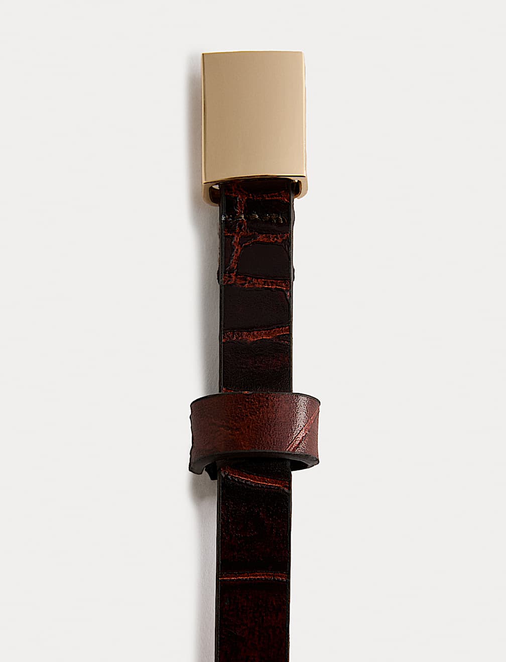 Leather Skinny Lizard Effect Jeans Belt