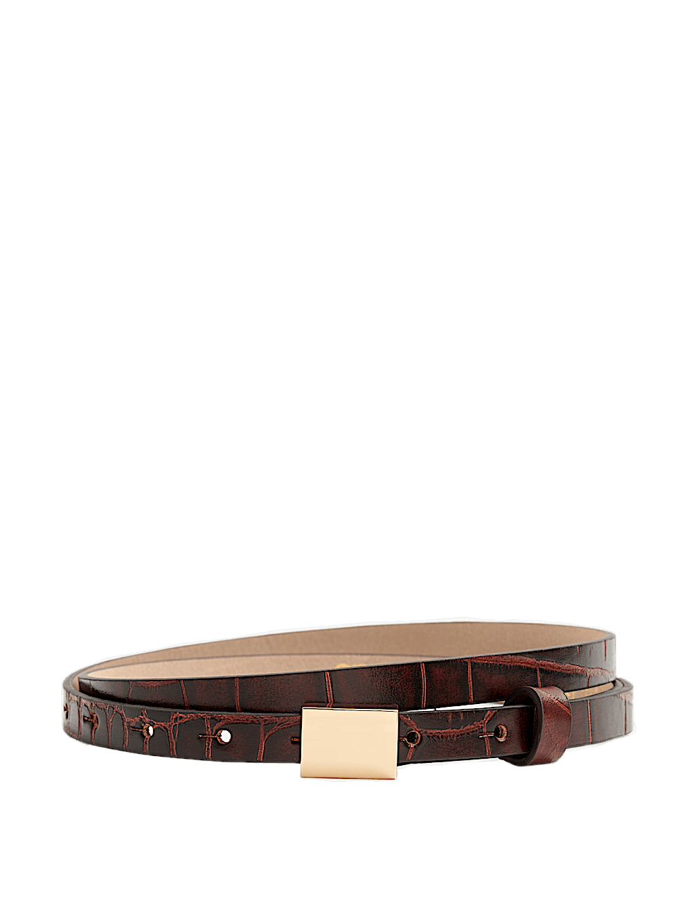 Leather Skinny Lizard Effect Jeans Belt