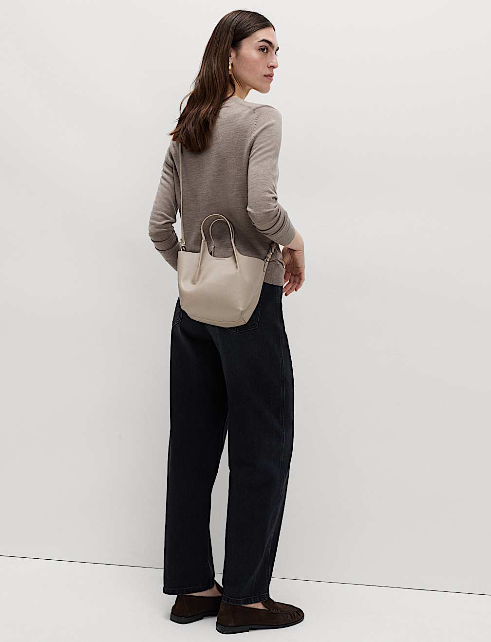 Faux Leather Pinched Mini Tote Bag