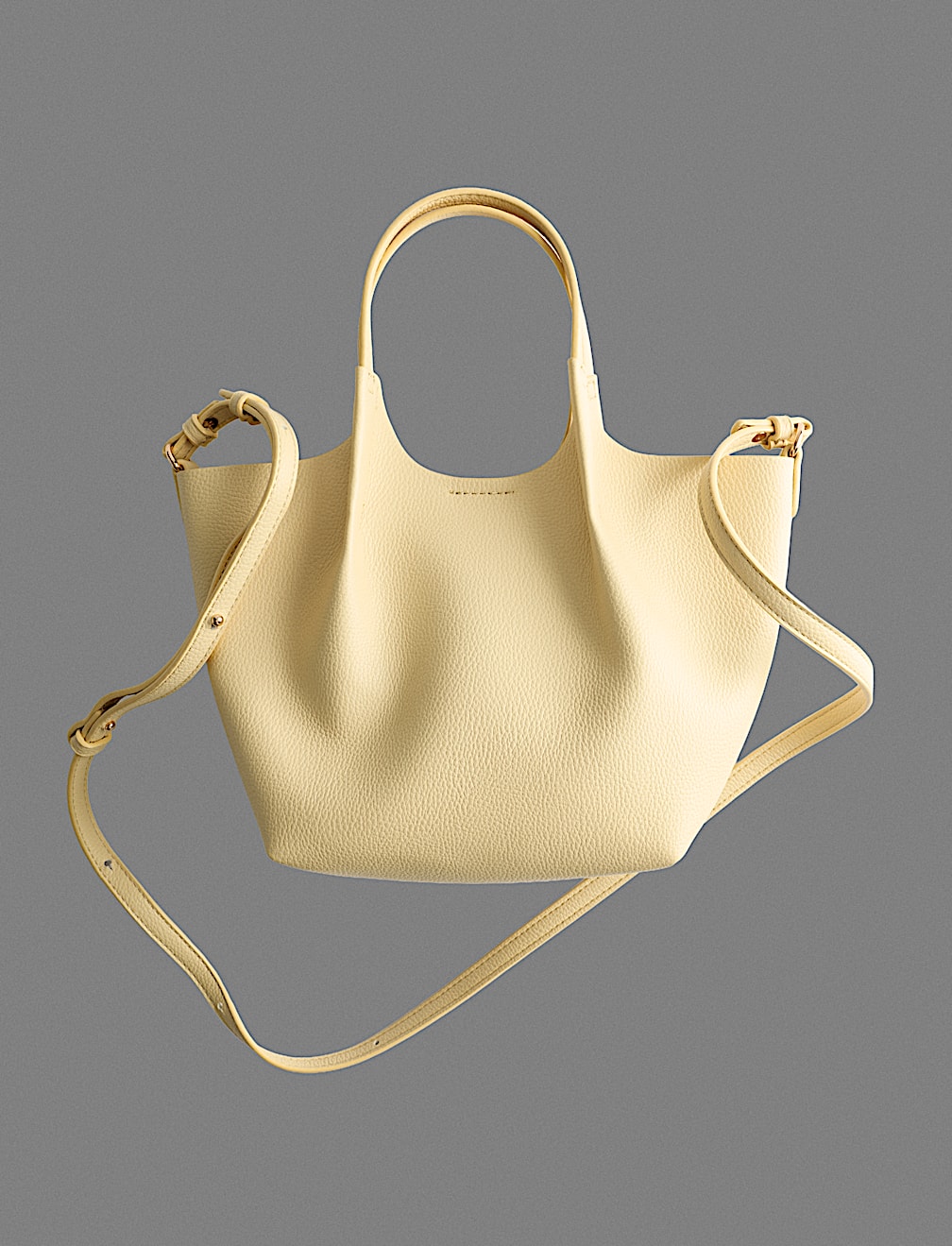 Faux Leather Pinched Mini Tote Bag