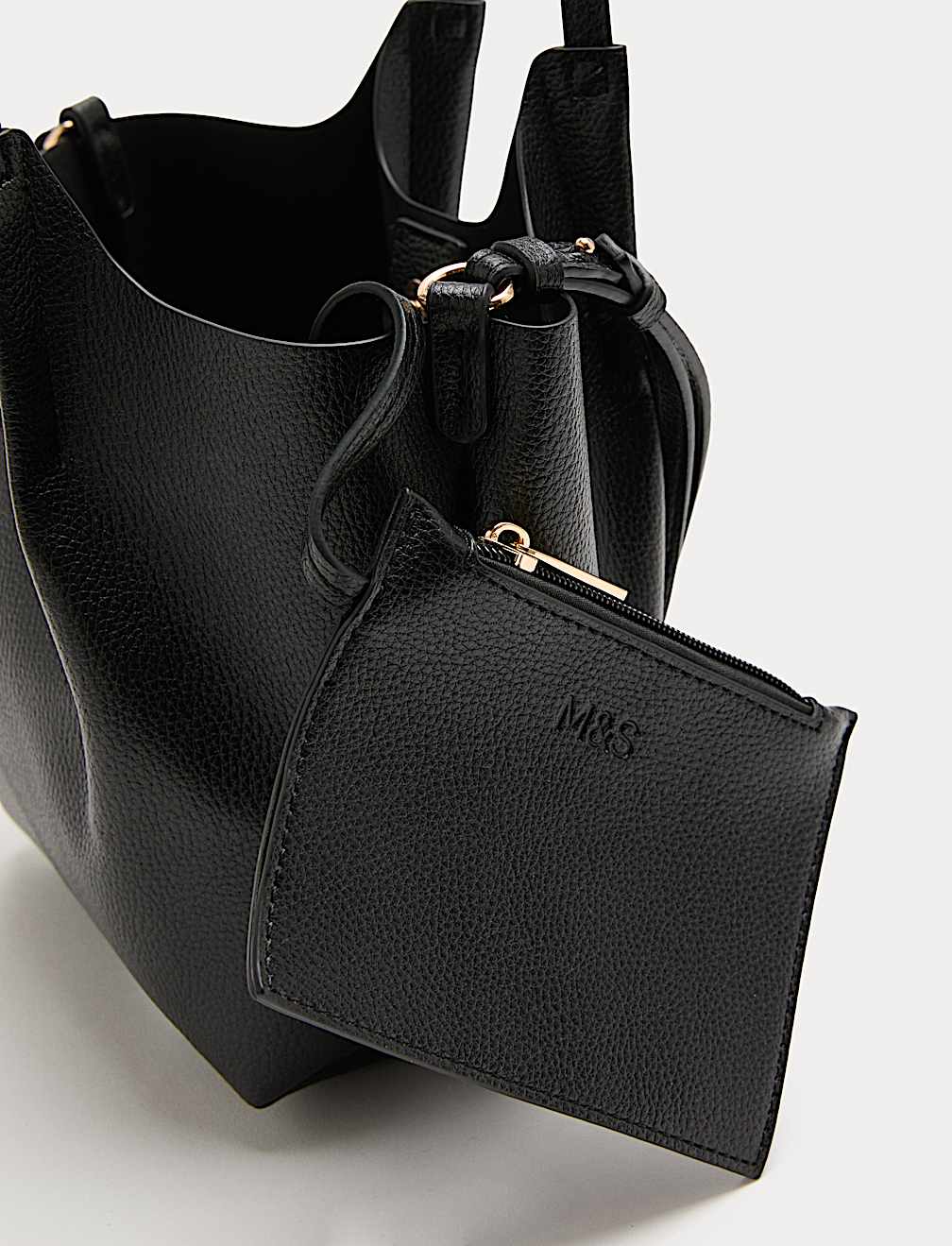 Faux Leather Pinched Mini Tote Bag