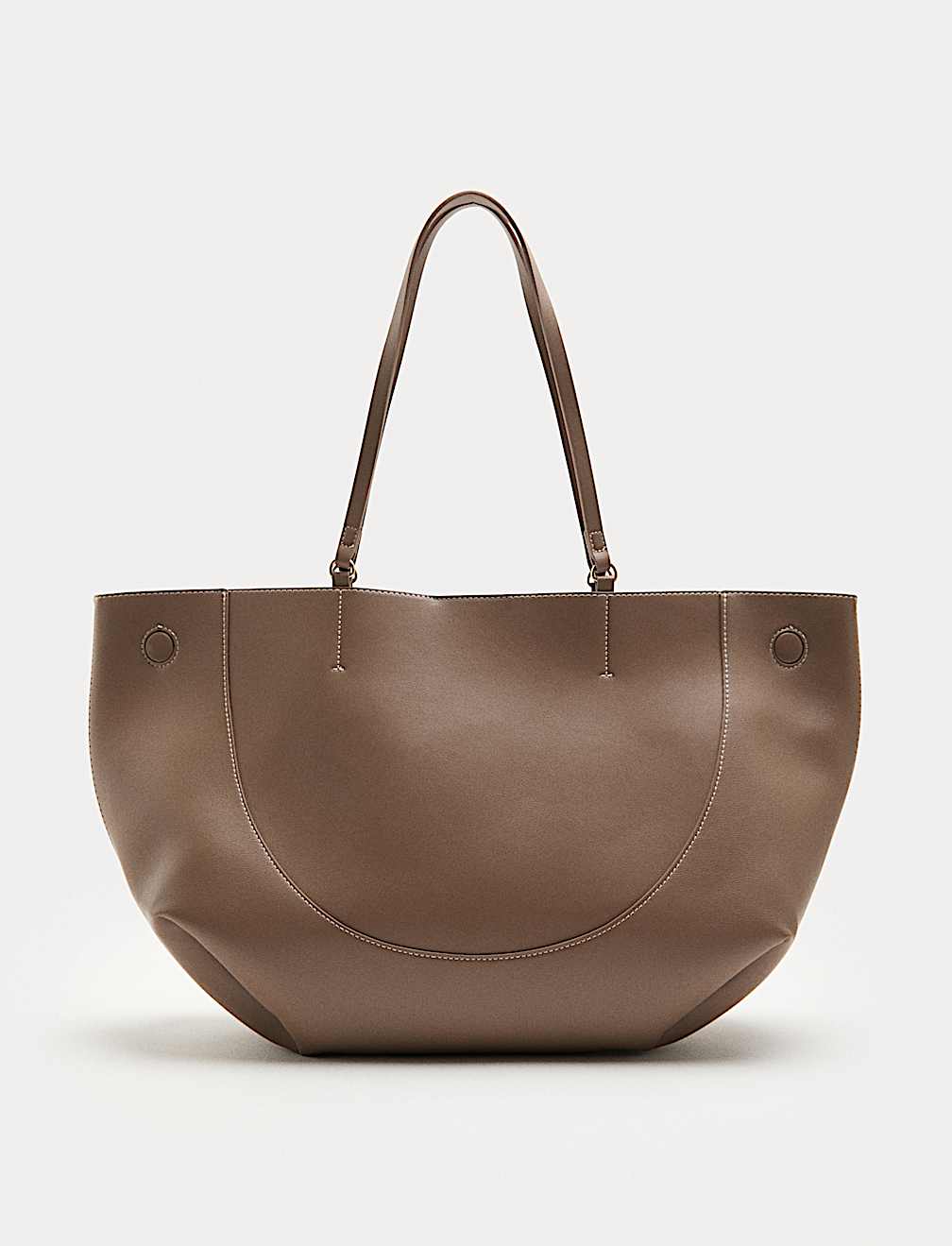 Faux Leather Stitch Detail Tote Bag