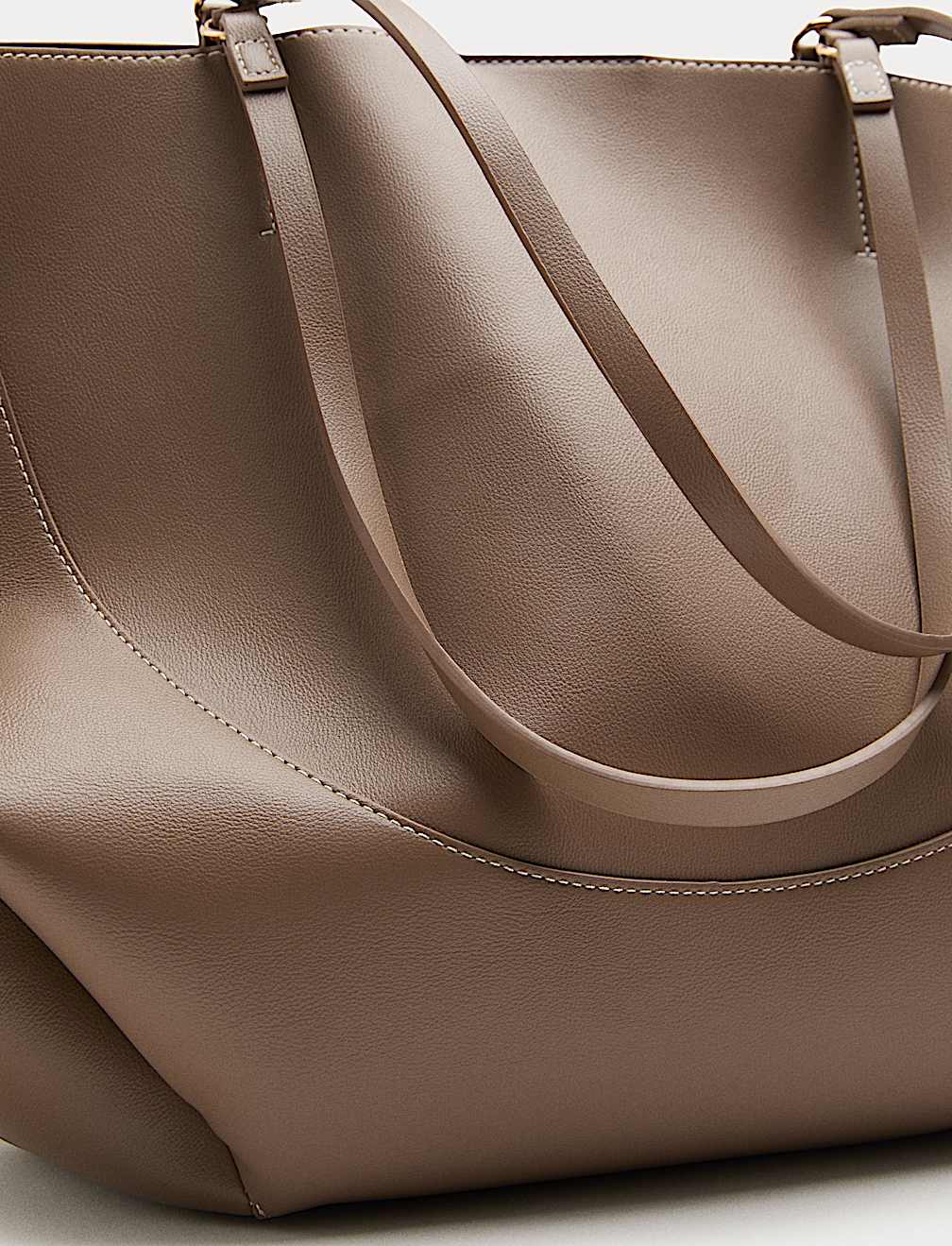 Faux Leather Stitch Detail Tote Bag