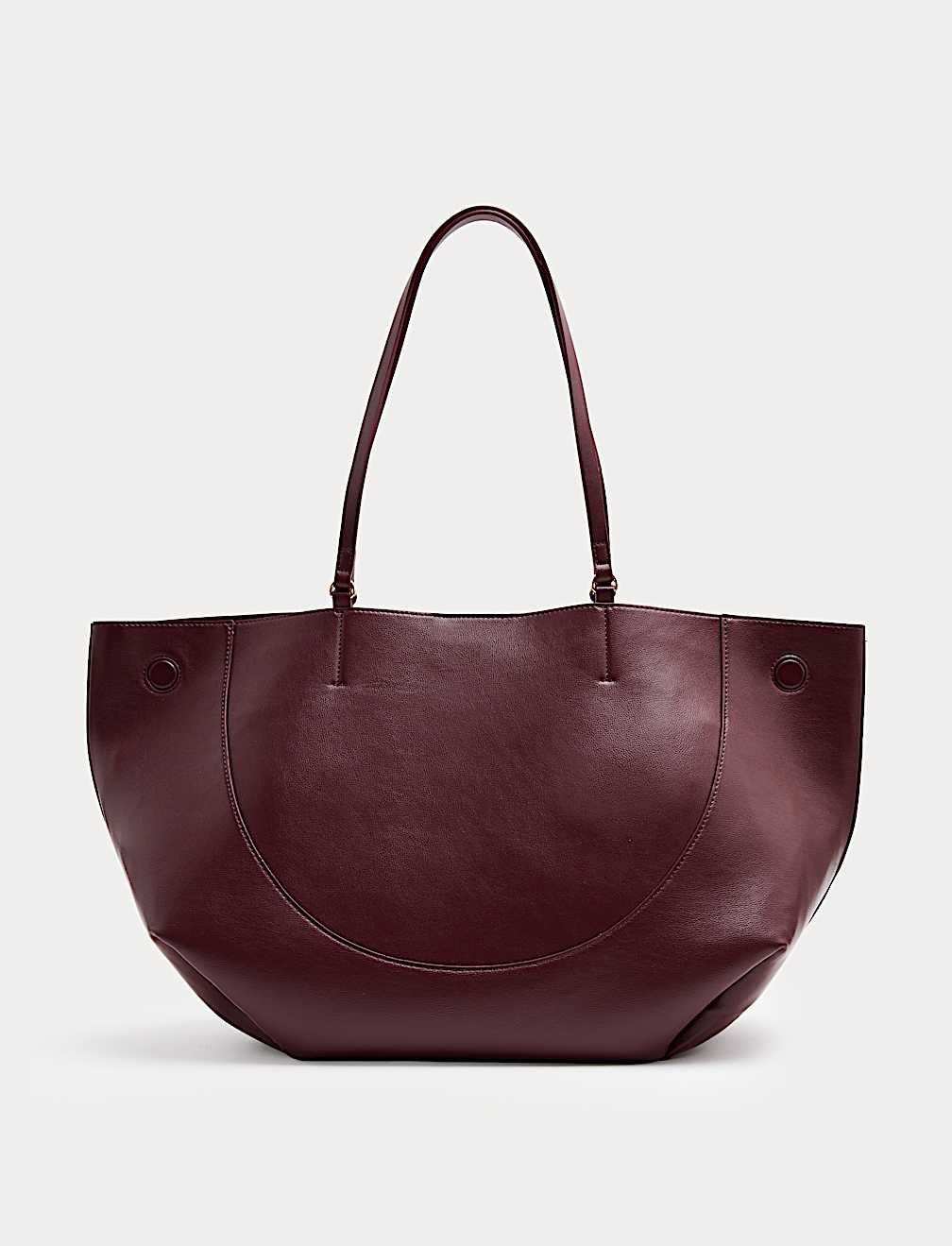 Faux Leather Stitch Detail Tote Bag