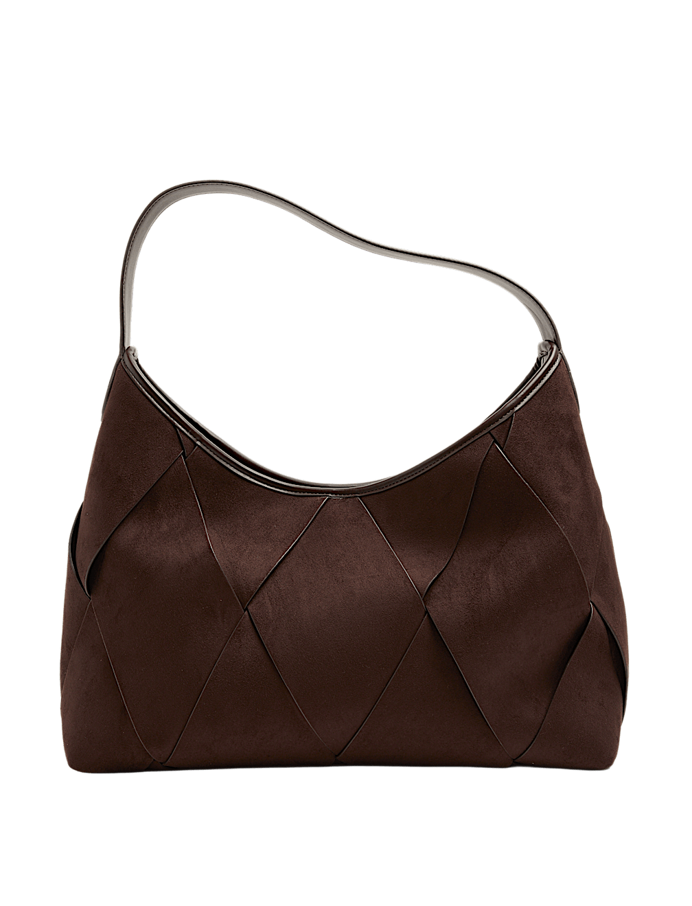 Faux Suede Woven Large Shoulder Bag