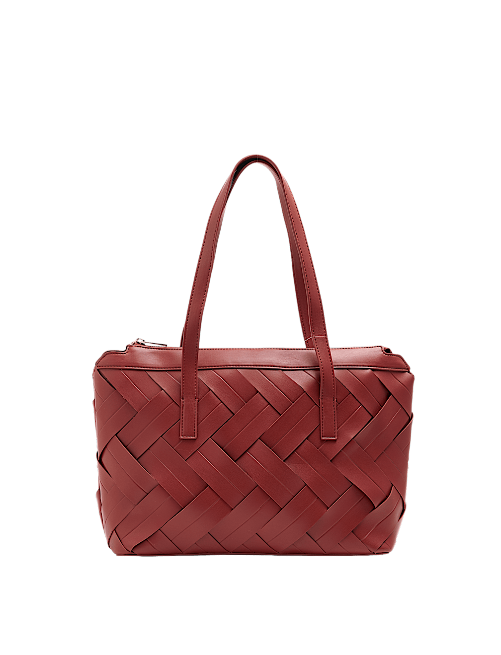 Faux Leather Woven Shoulder Bag