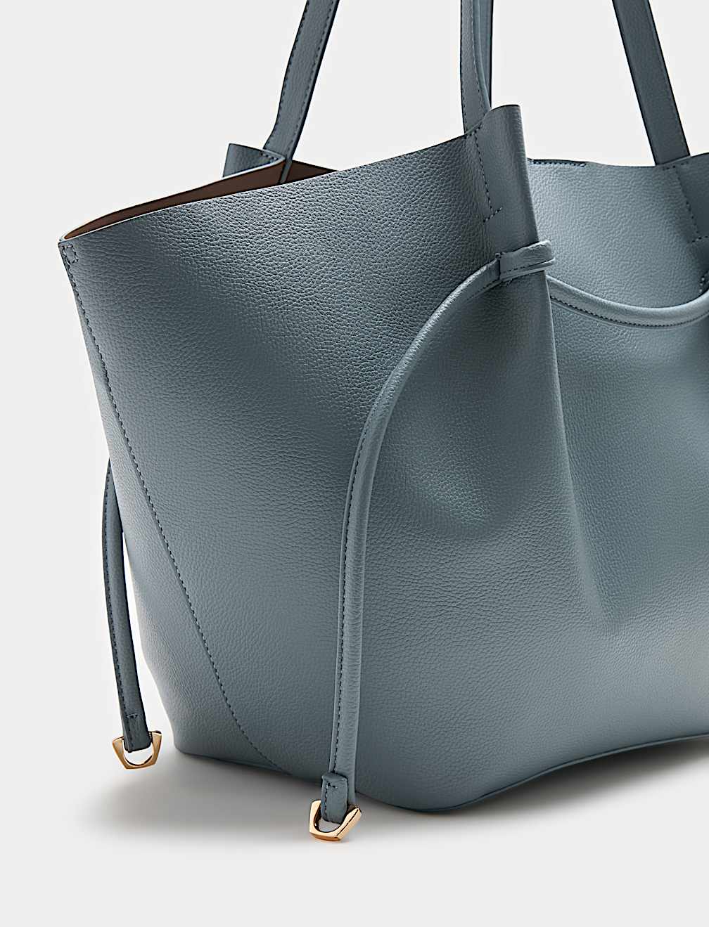 Faux Leather Pinched Strap Detail Tote Bag