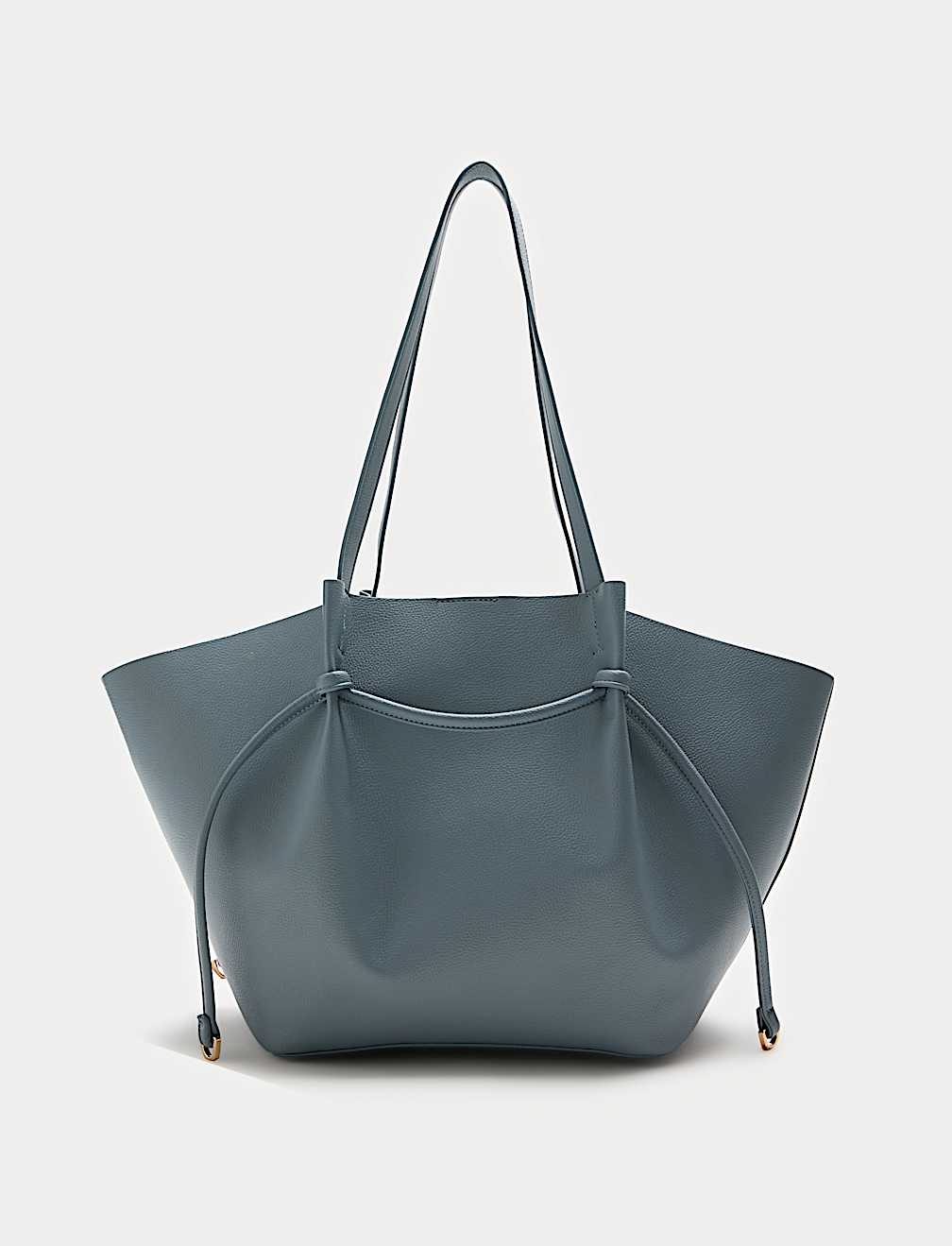 Faux Leather Pinched Strap Detail Tote Bag