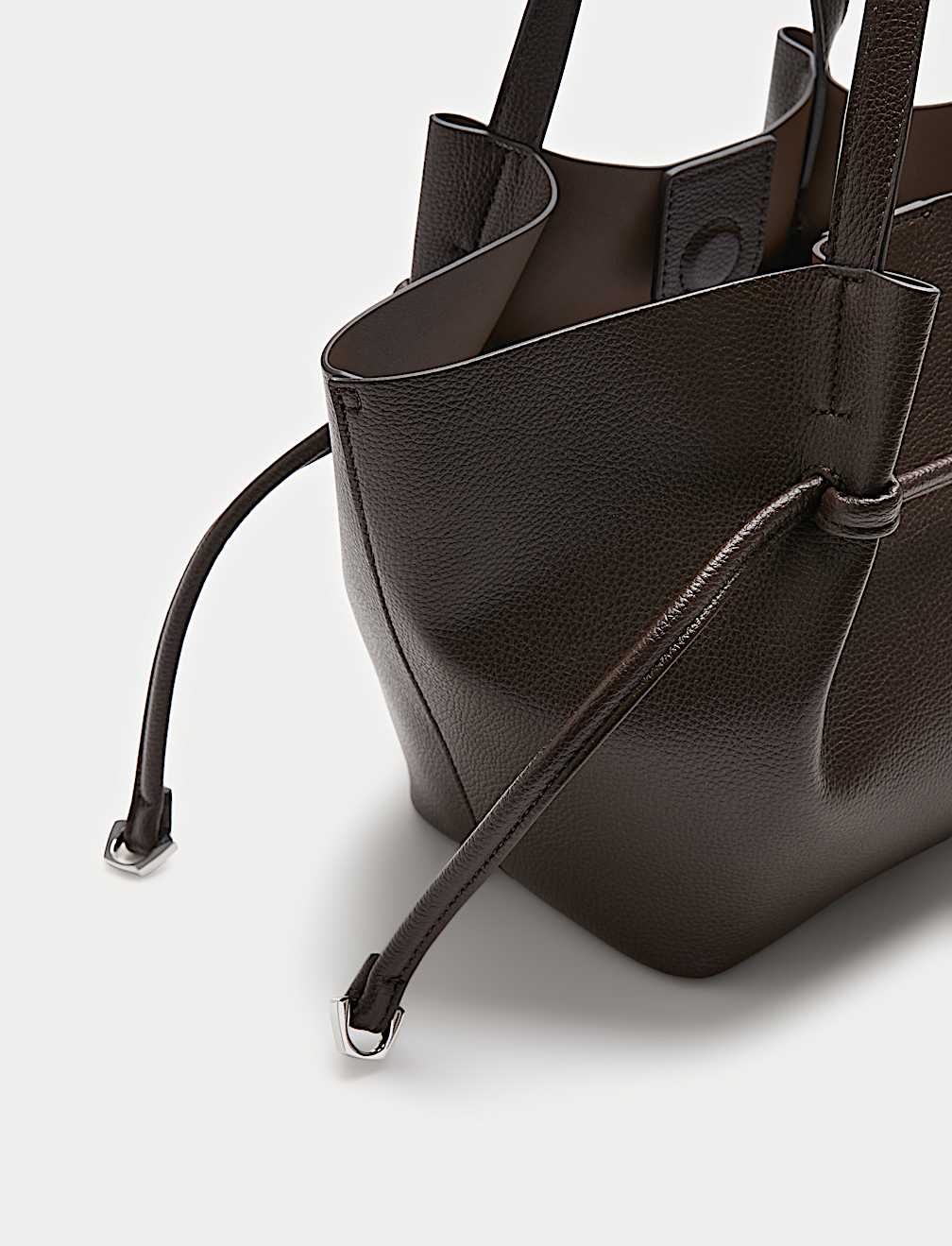 Faux Leather Pinched Mini Tote Bag