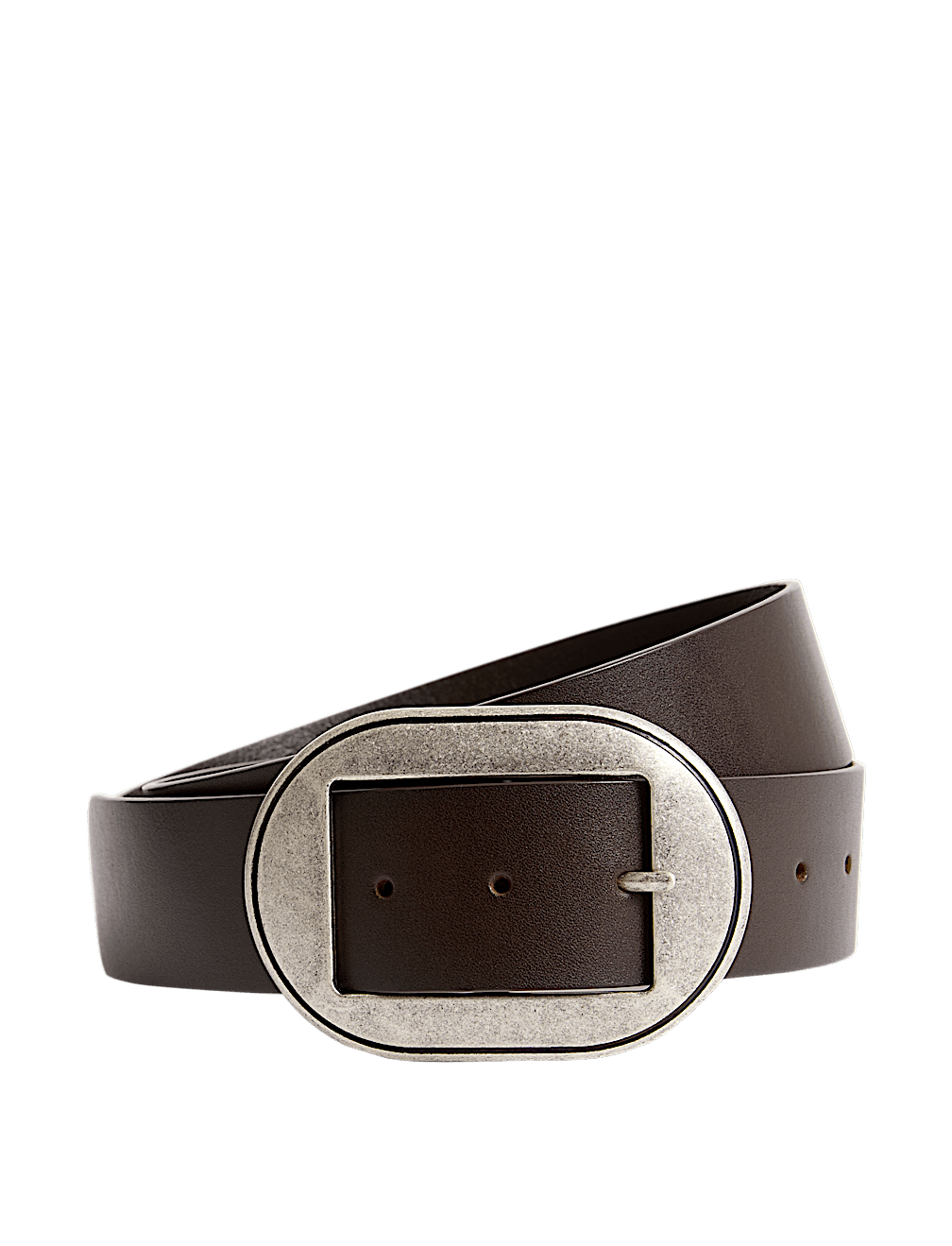 Leather Wide Buckle Jeans Belt