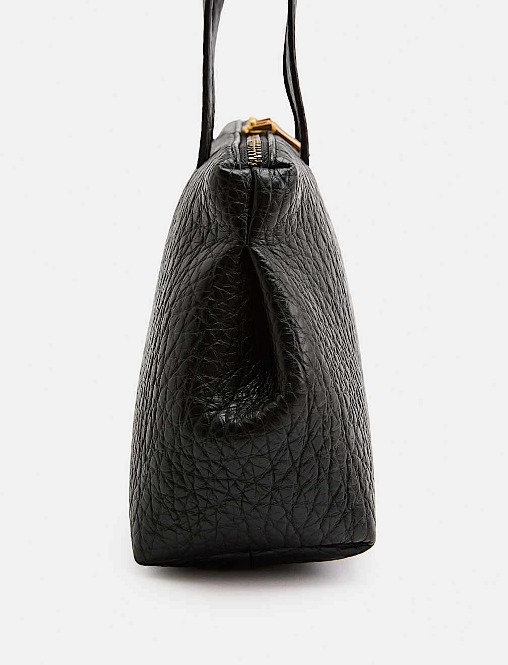 Textured Double Zip Grab Bowler Bag