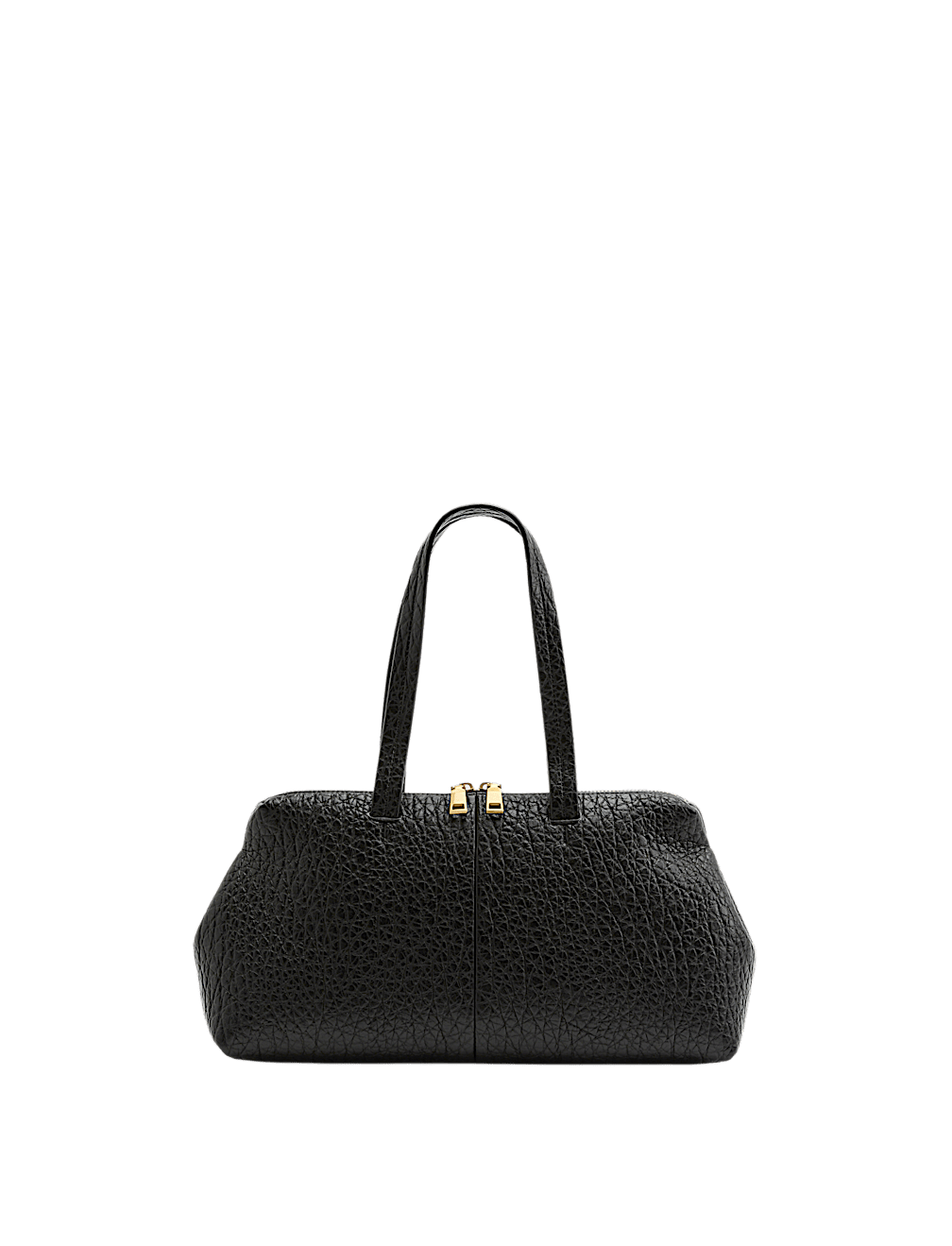Textured Double Zip Grab Bowler Bag