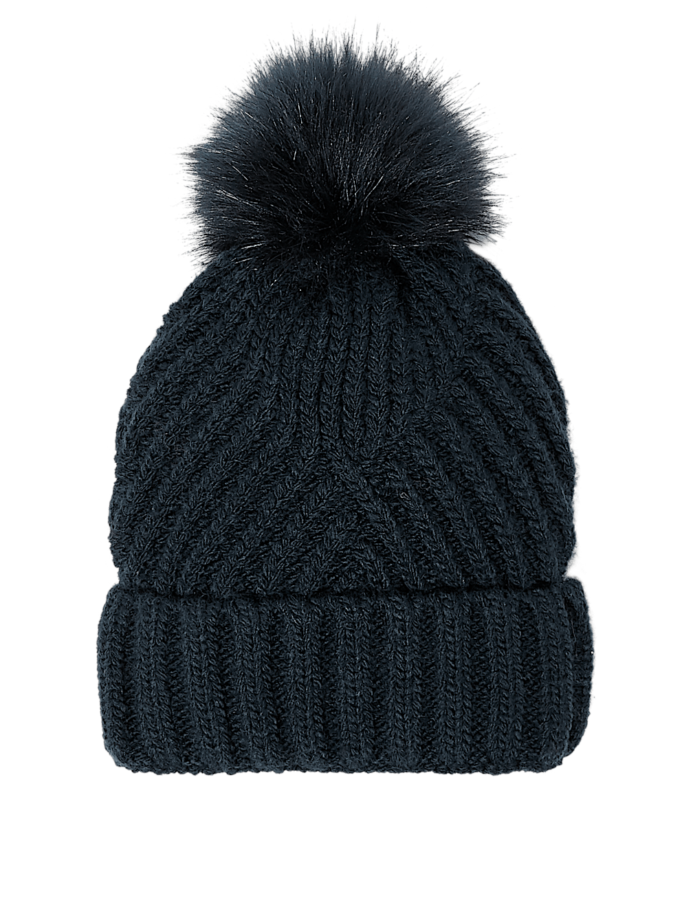 Knitted Faux Fur Bobble Beanie Hat