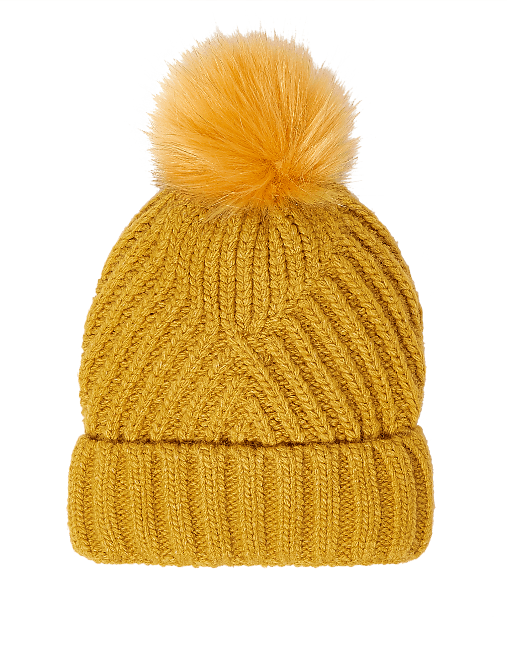Knitted Faux Fur Bobble Beanie Hat