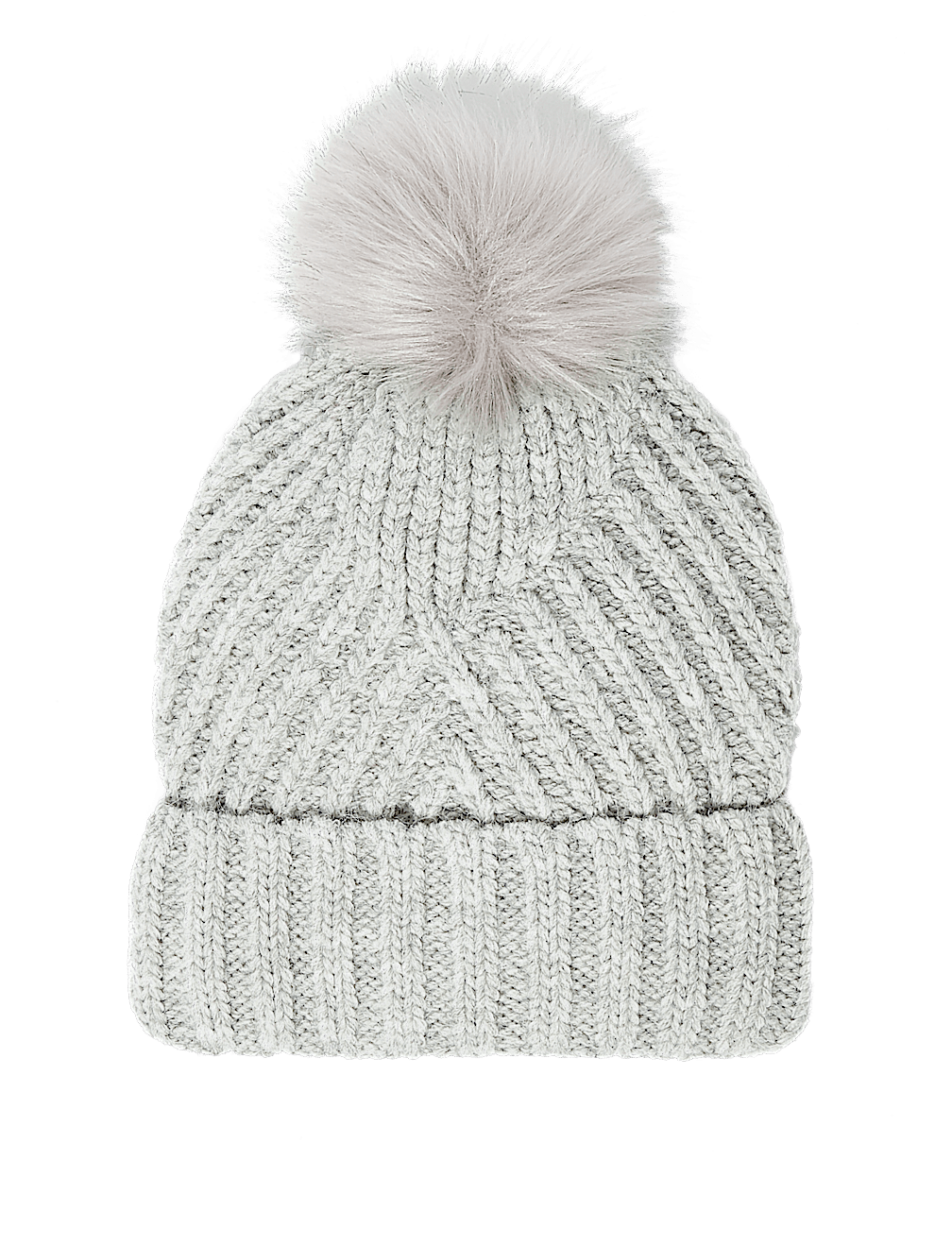 Knitted Faux Fur Bobble Beanie Hat