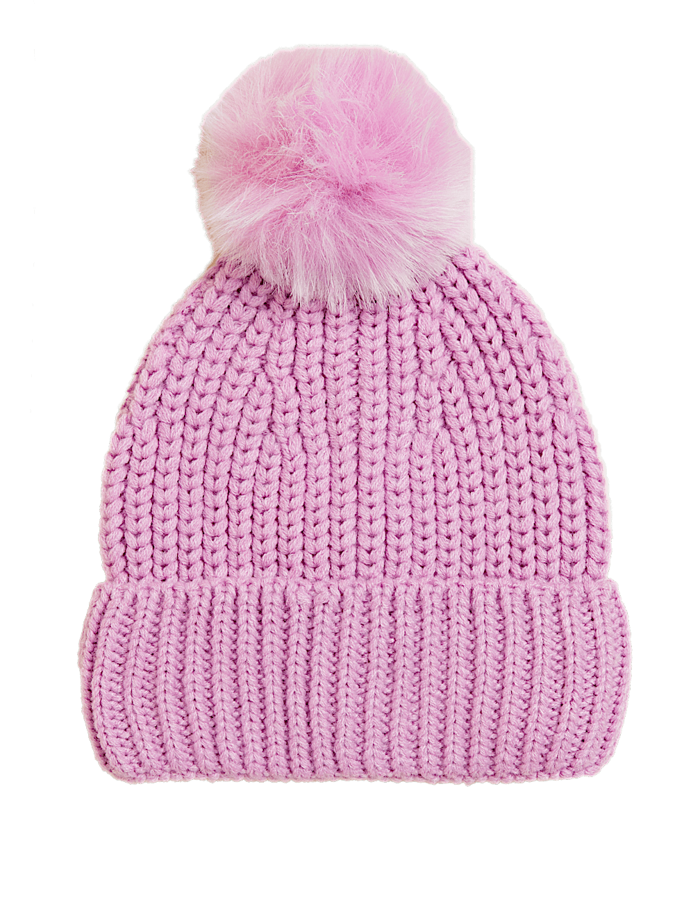 Knitted Faux Fur Pom Hat
