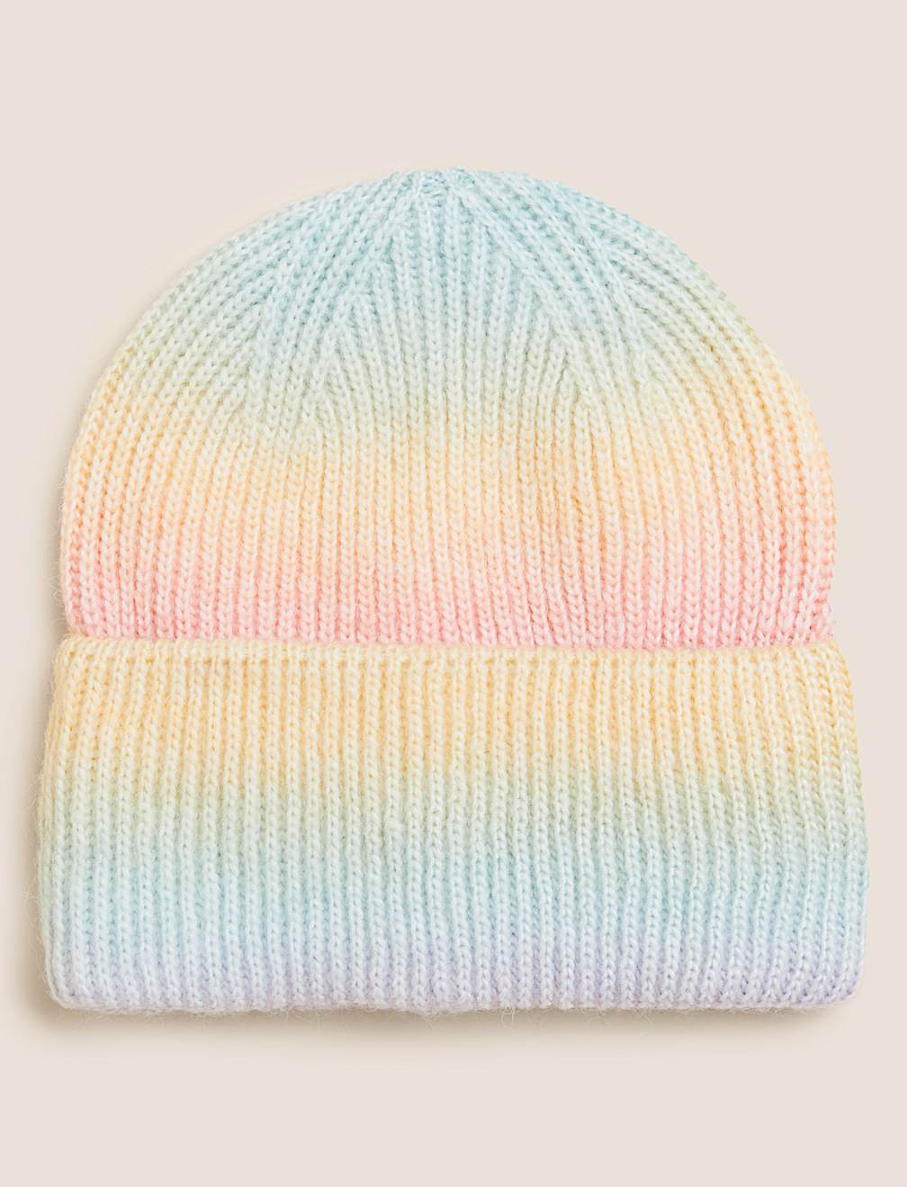 Knitted Rib Turn Up Beanie Hat