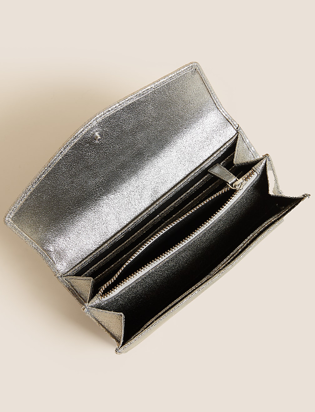 Leather Croc Effect Large Foldover Purse