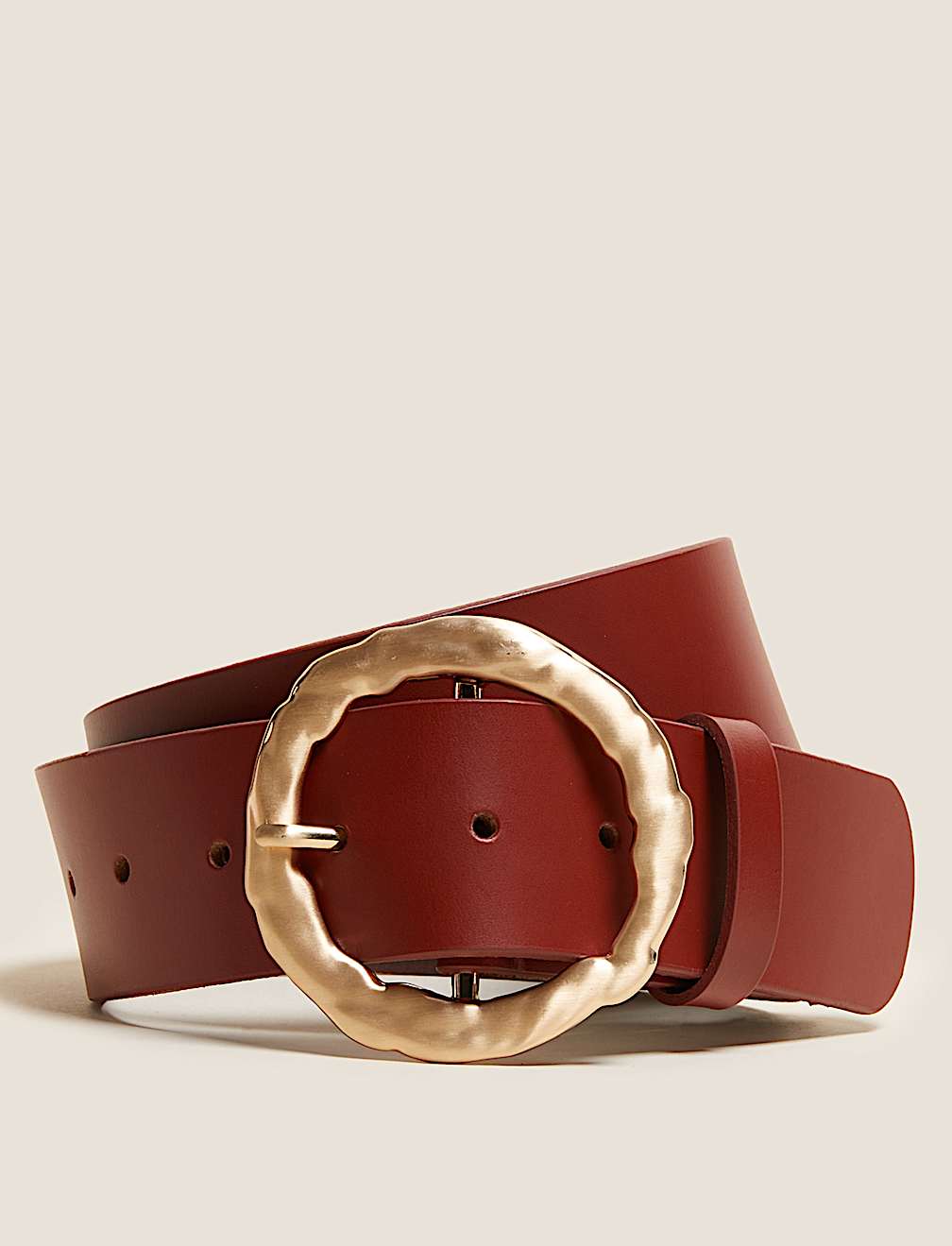 Leather Circle Buckle Waist Belt
