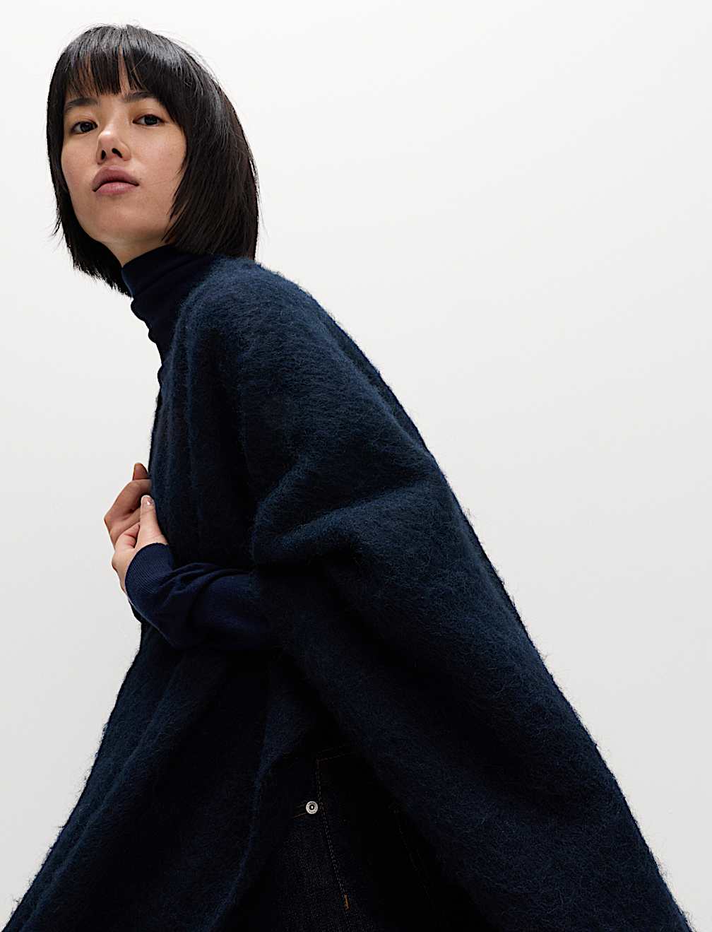 Brushed Fringed Wrap Scarf with Wool