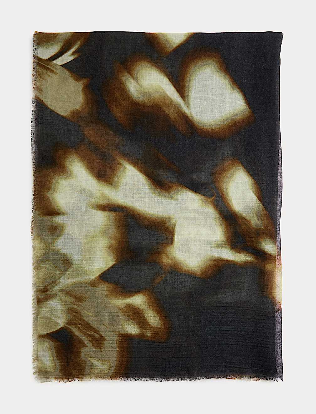 Printed Lightweight Scarf with Wool
