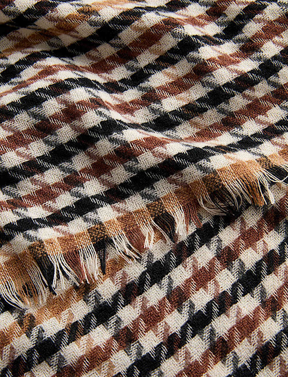 Checked Fringed Scarf