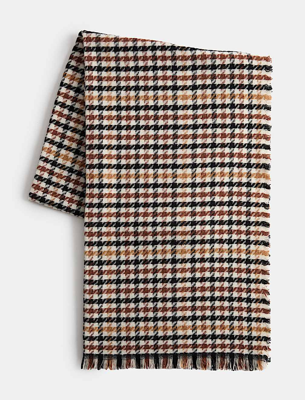 Checked Fringed Scarf