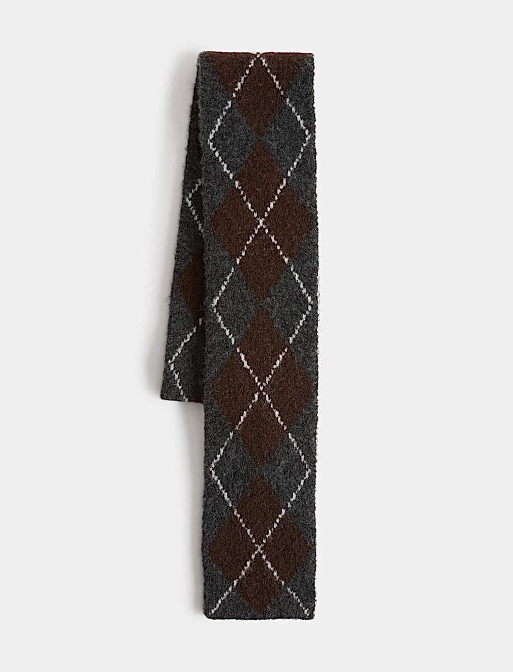 Argyle Skinny Scarf with Wool