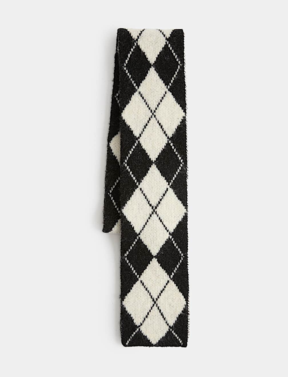 Argyle Skinny Scarf with Wool