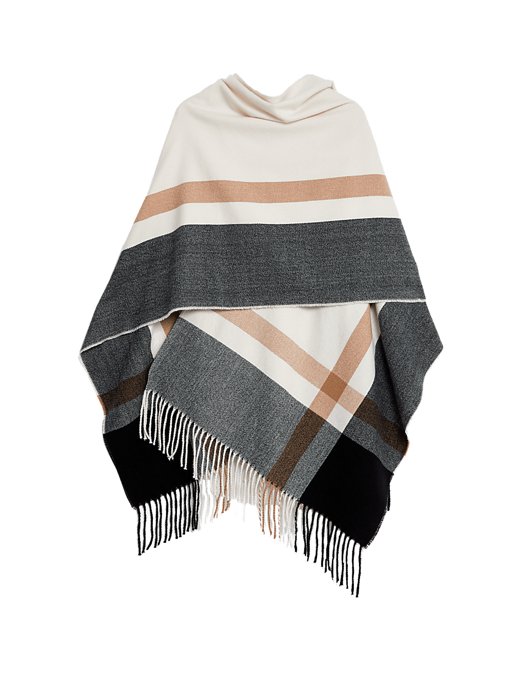 Colourblocked Open Front Poncho