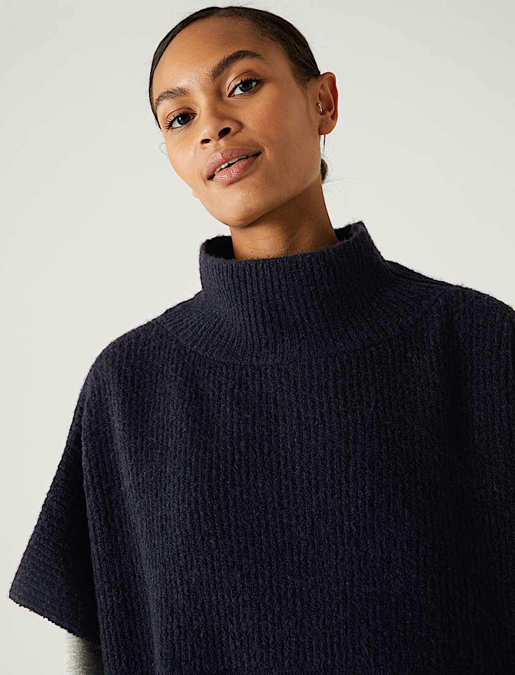 Knitted High Low Poncho