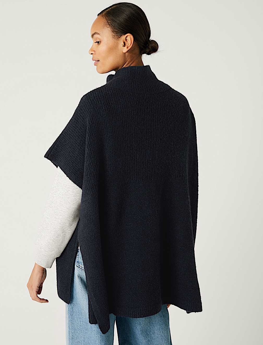 Knitted High Low Poncho