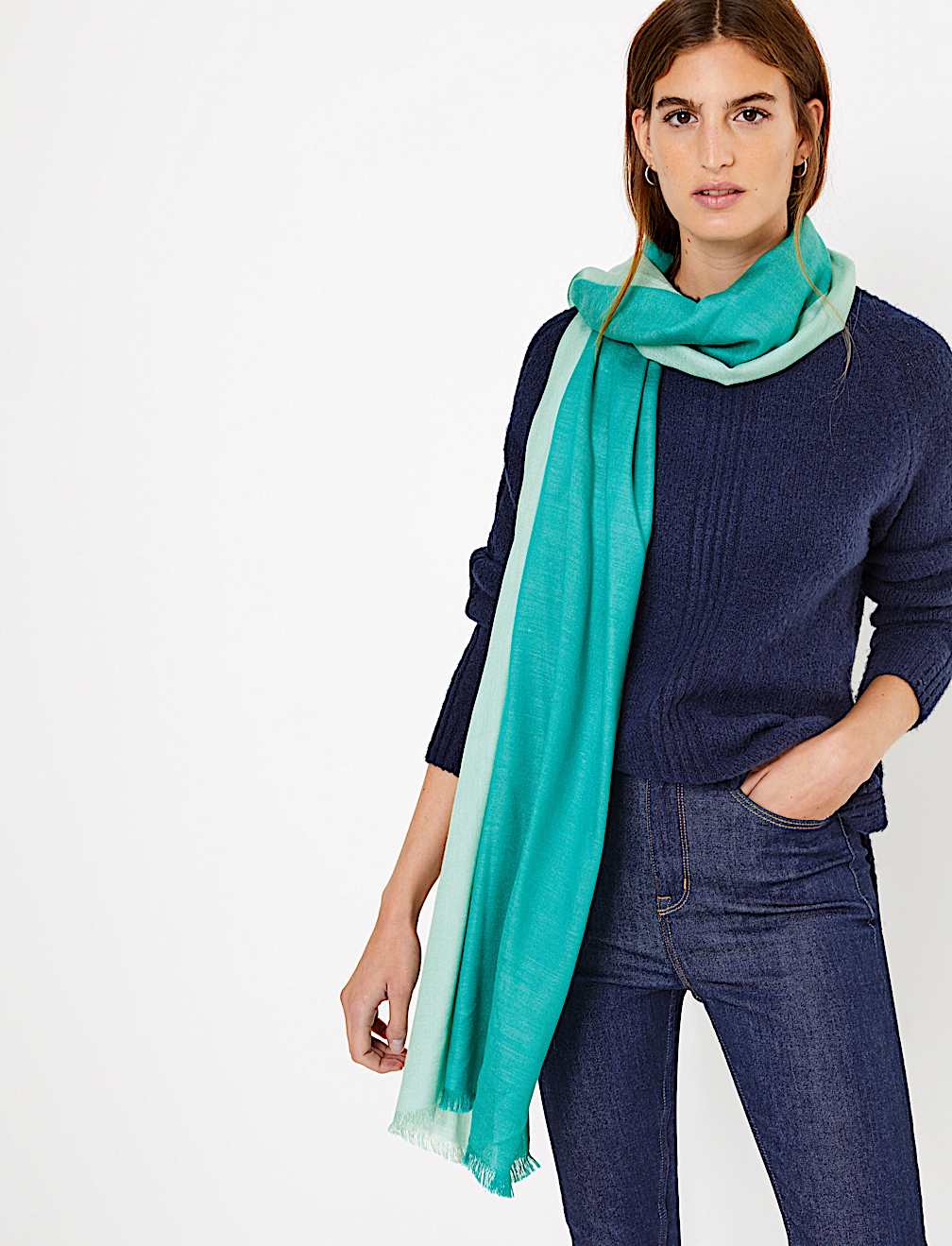 Modal Colour Block Shawl