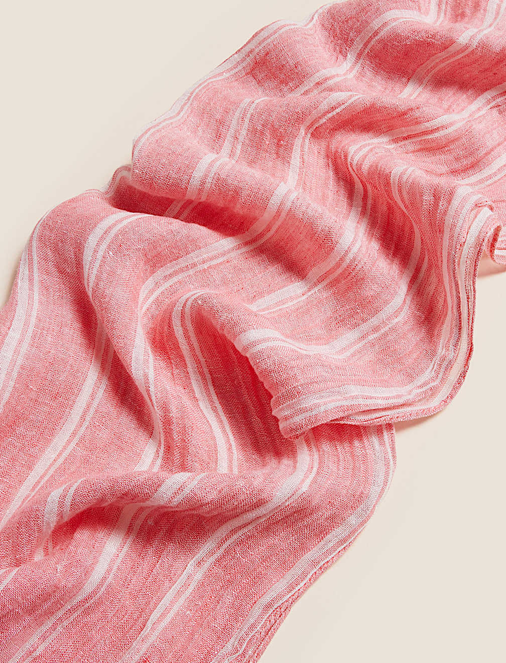 Pure Linen Striped Scarf