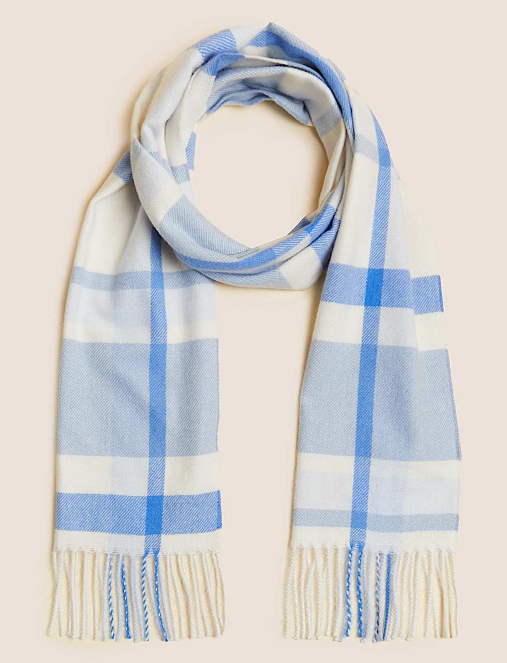 Checked Tassel Scarf