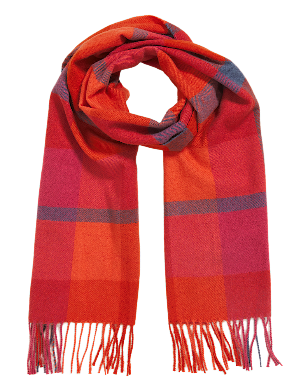 Woven Checked Tassel Scarf