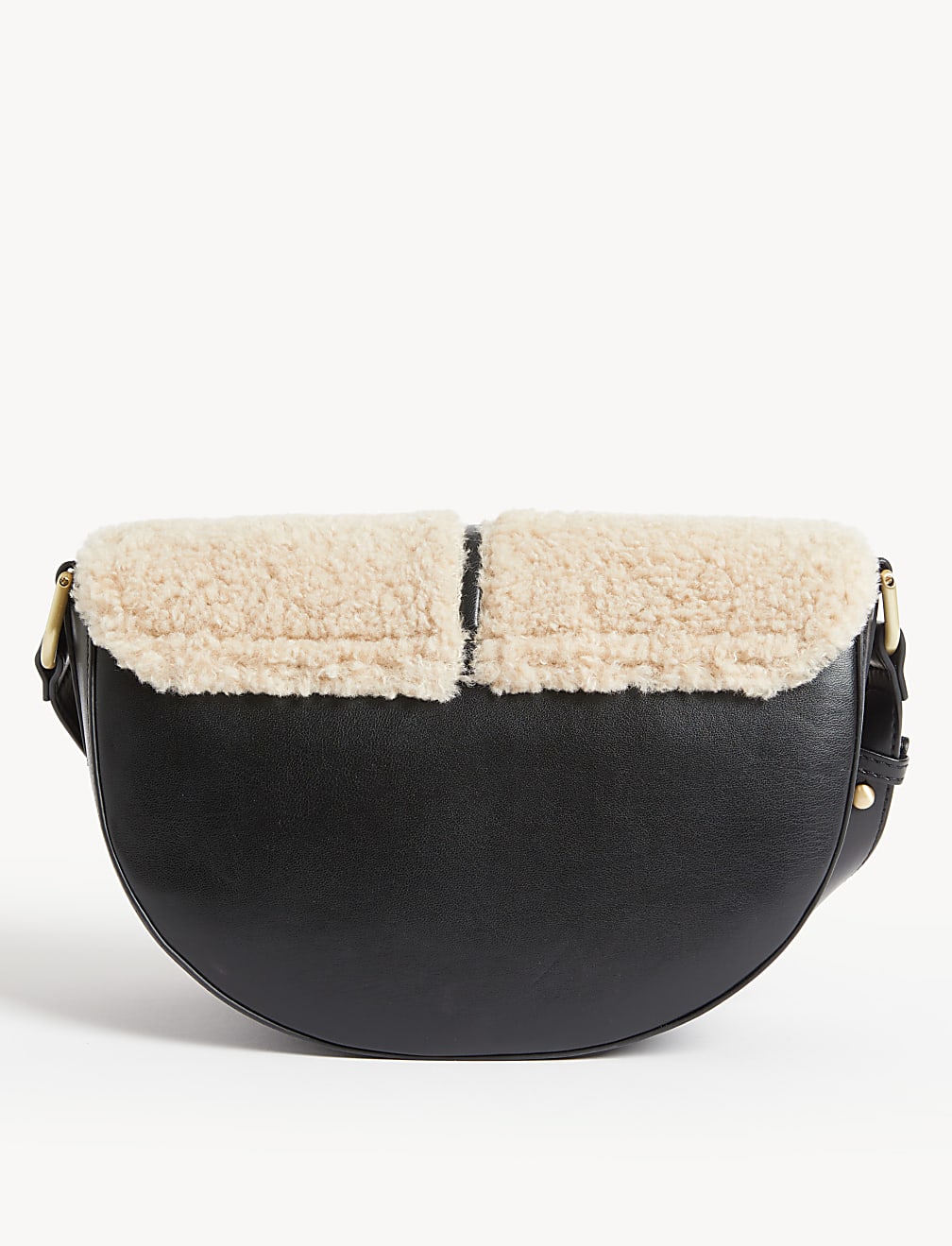 Faux Shearling Saddle Cross Body Bag