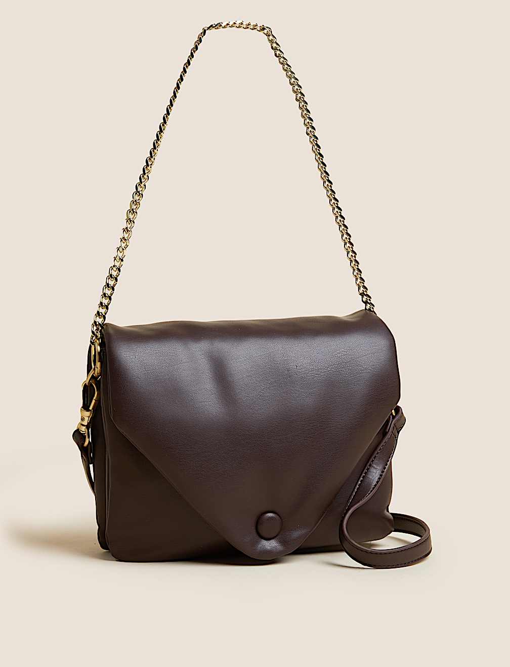 Faux Leather Padded Shoulder Bag