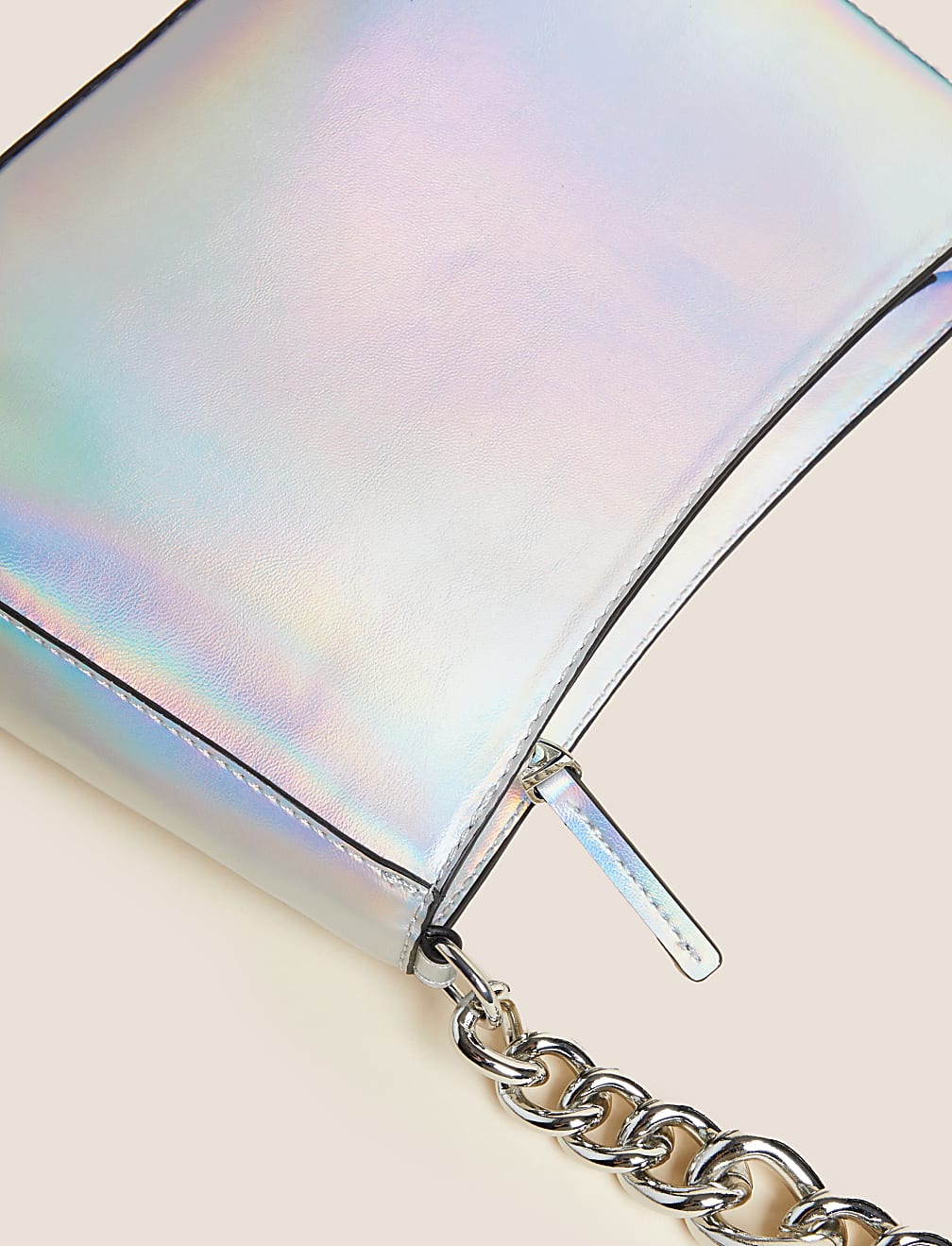Faux Leather Chain Strap Underarm Bag