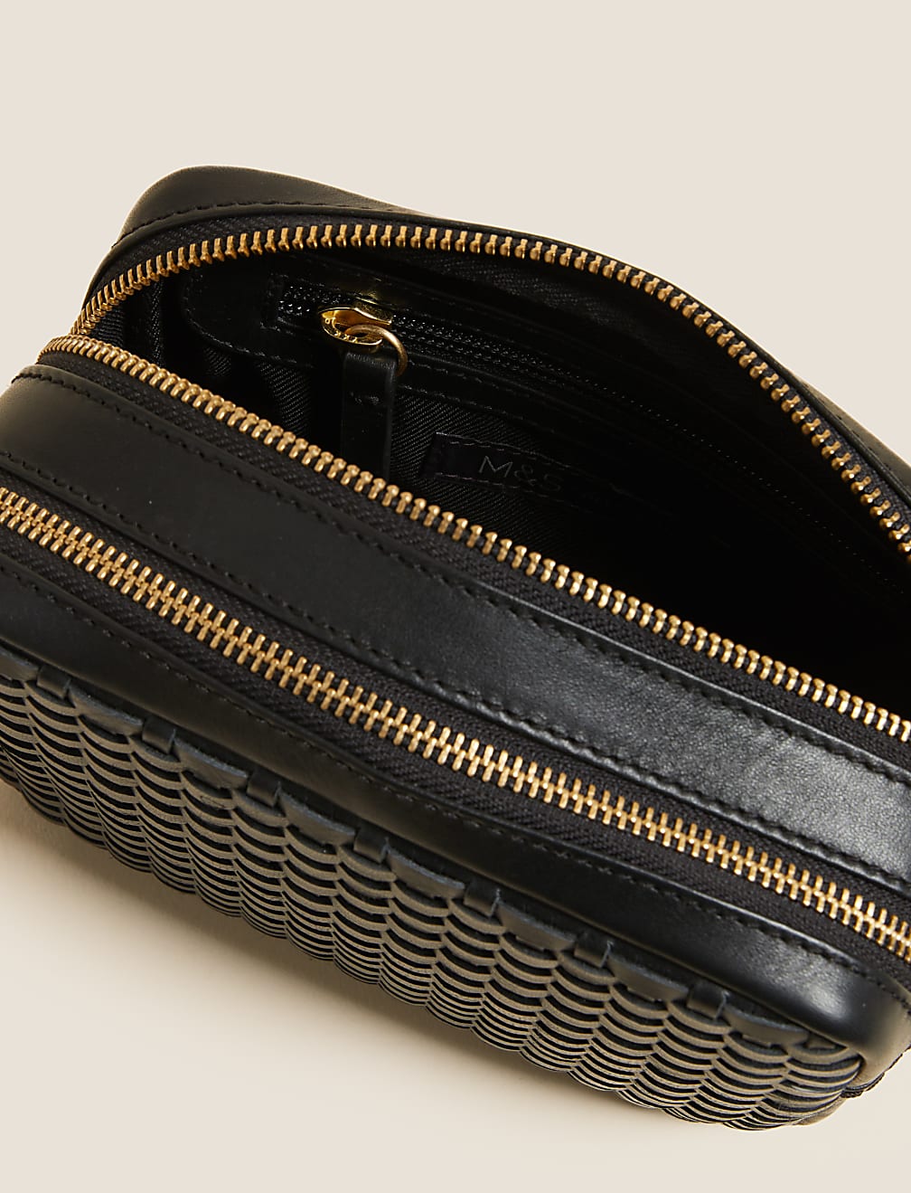 Leather Woven Cross Body Camera Bag