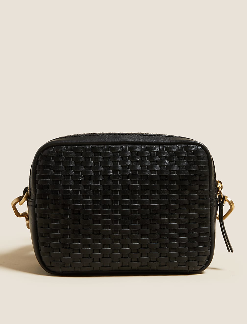 Leather Woven Cross Body Camera Bag