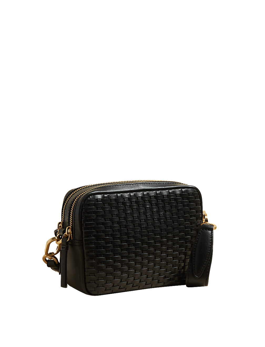 Leather Woven Cross Body Camera Bag