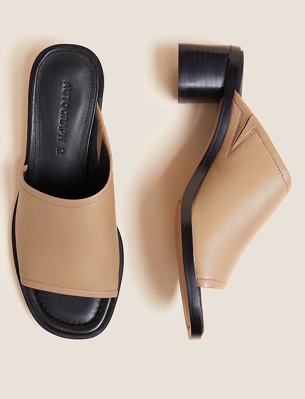 Buy Leather Block Heel Mules at Marks & Spencer