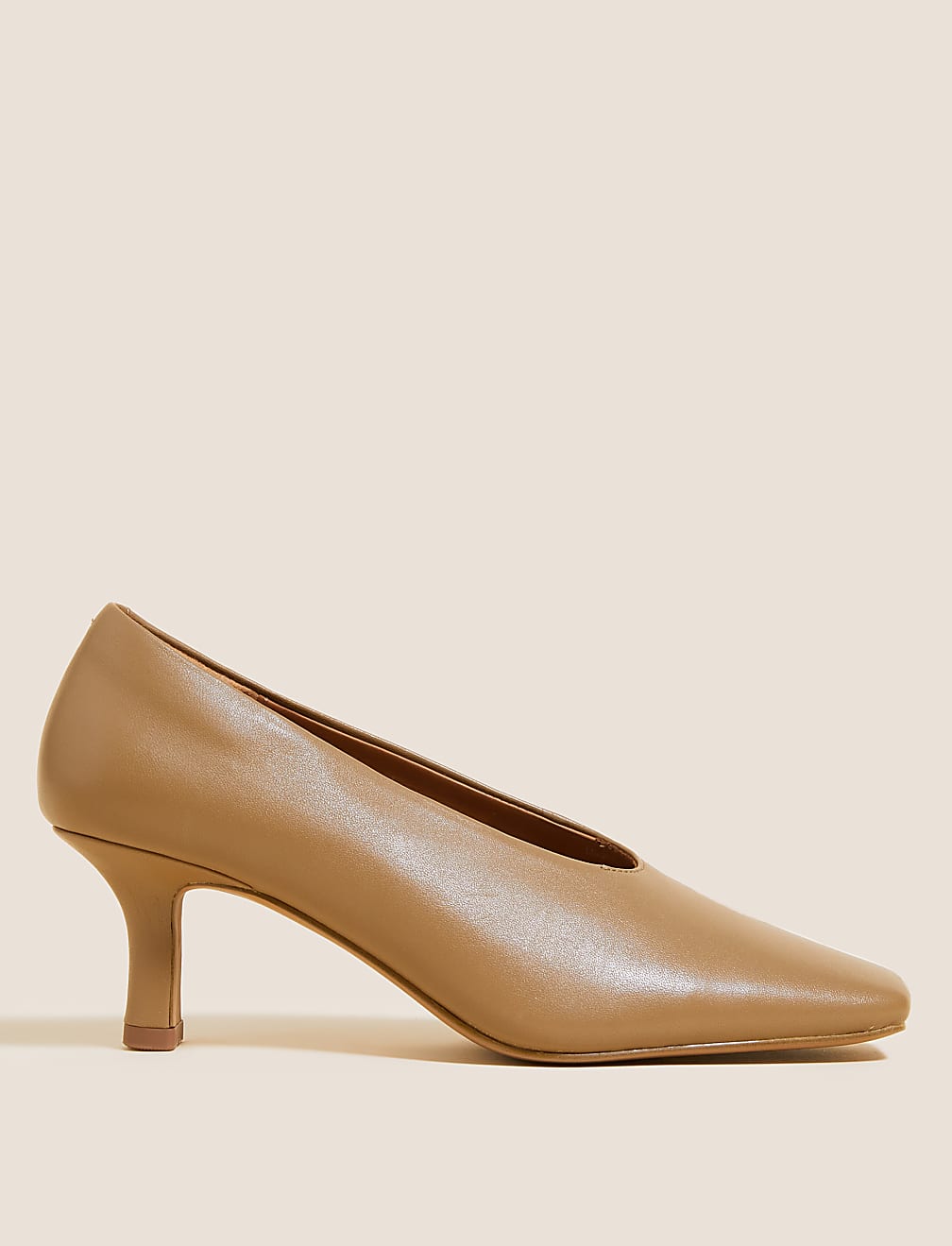 Leather Slip On Square Toe Court Shoes