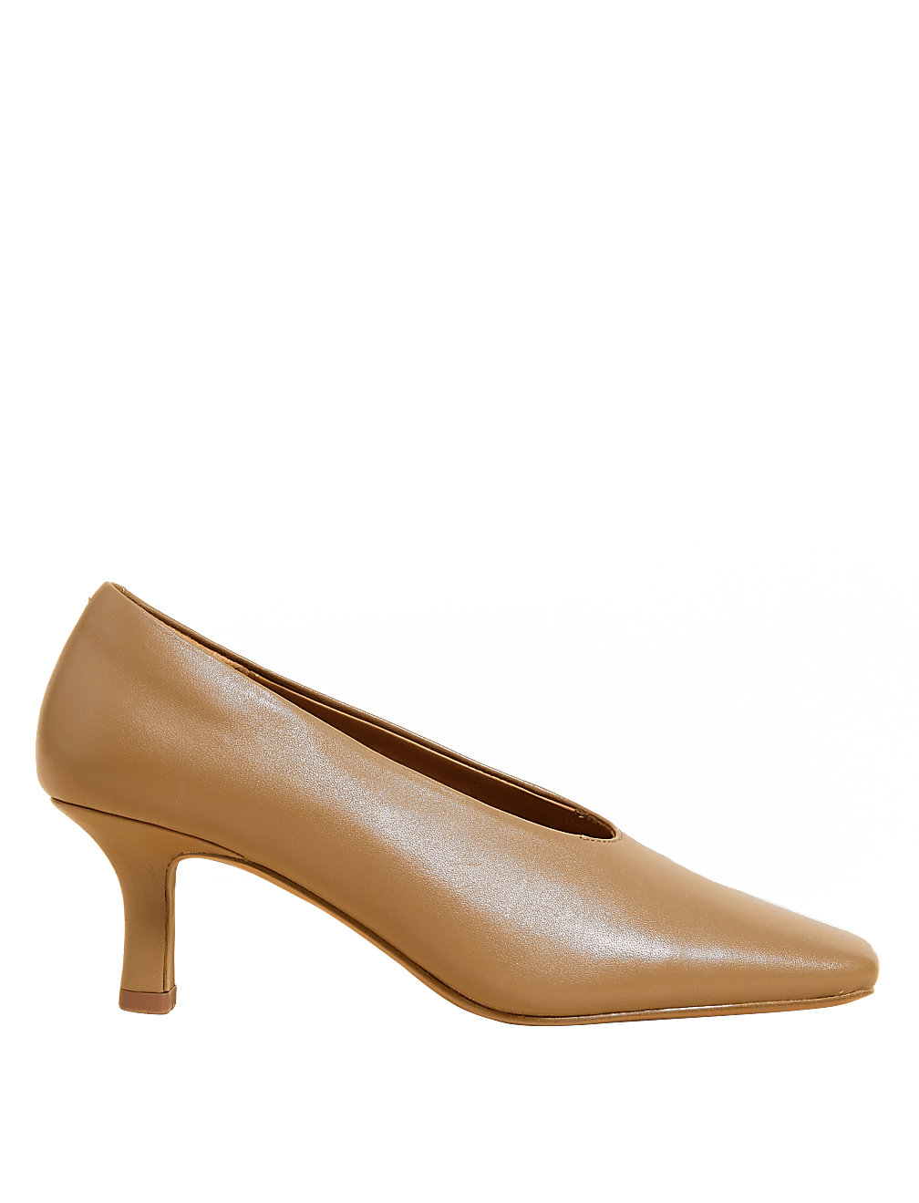 Leather Slip On Square Toe Court Shoes