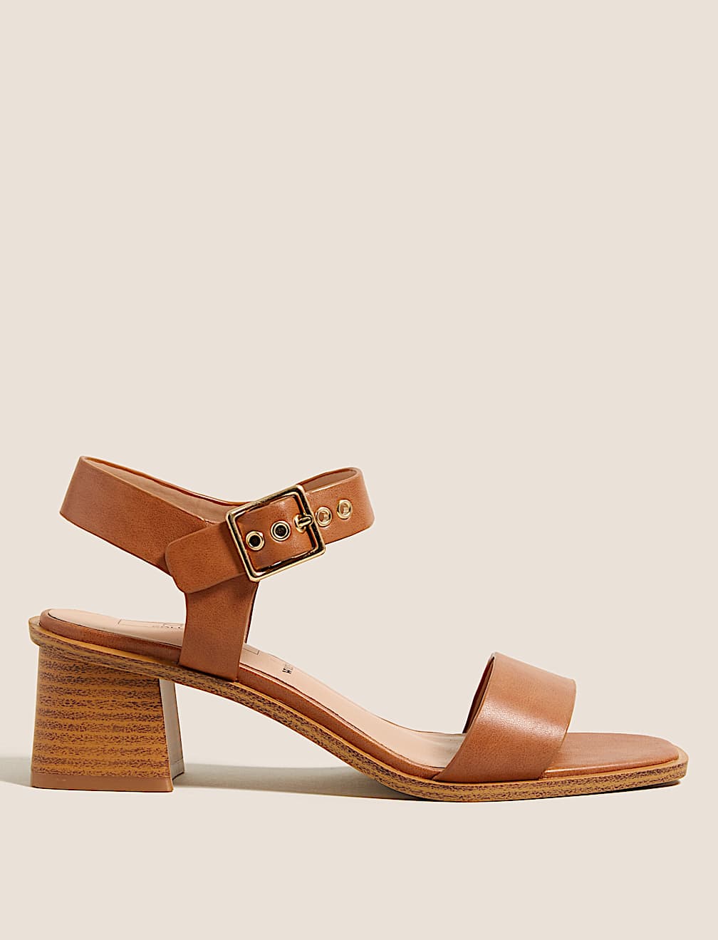 Wide Fit Ankle Strap Block Heel Sandals