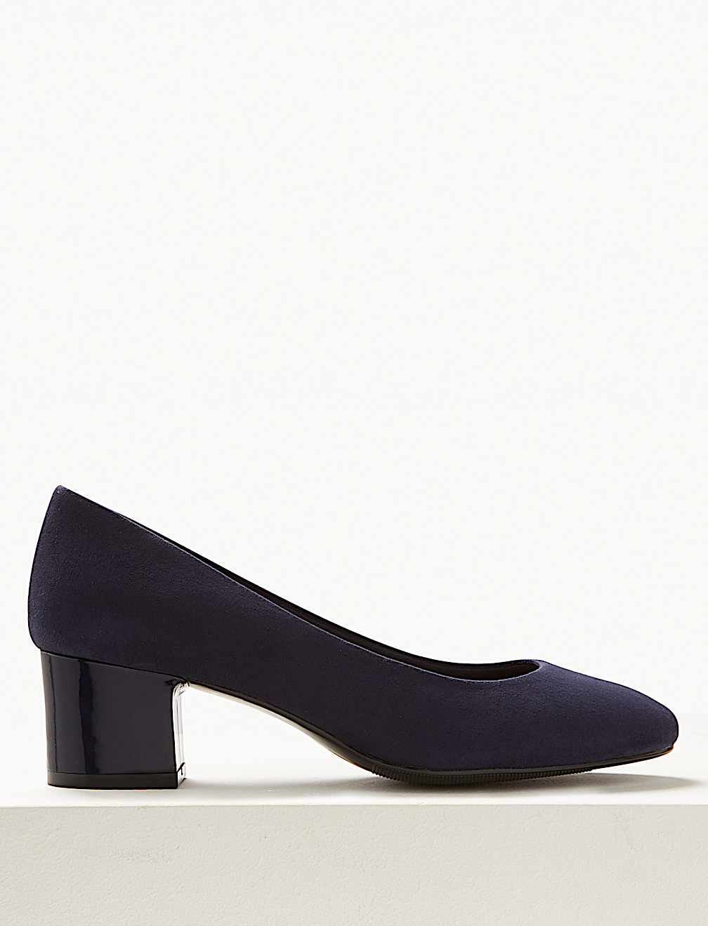 Wide Fit Block Heel Court Shoes