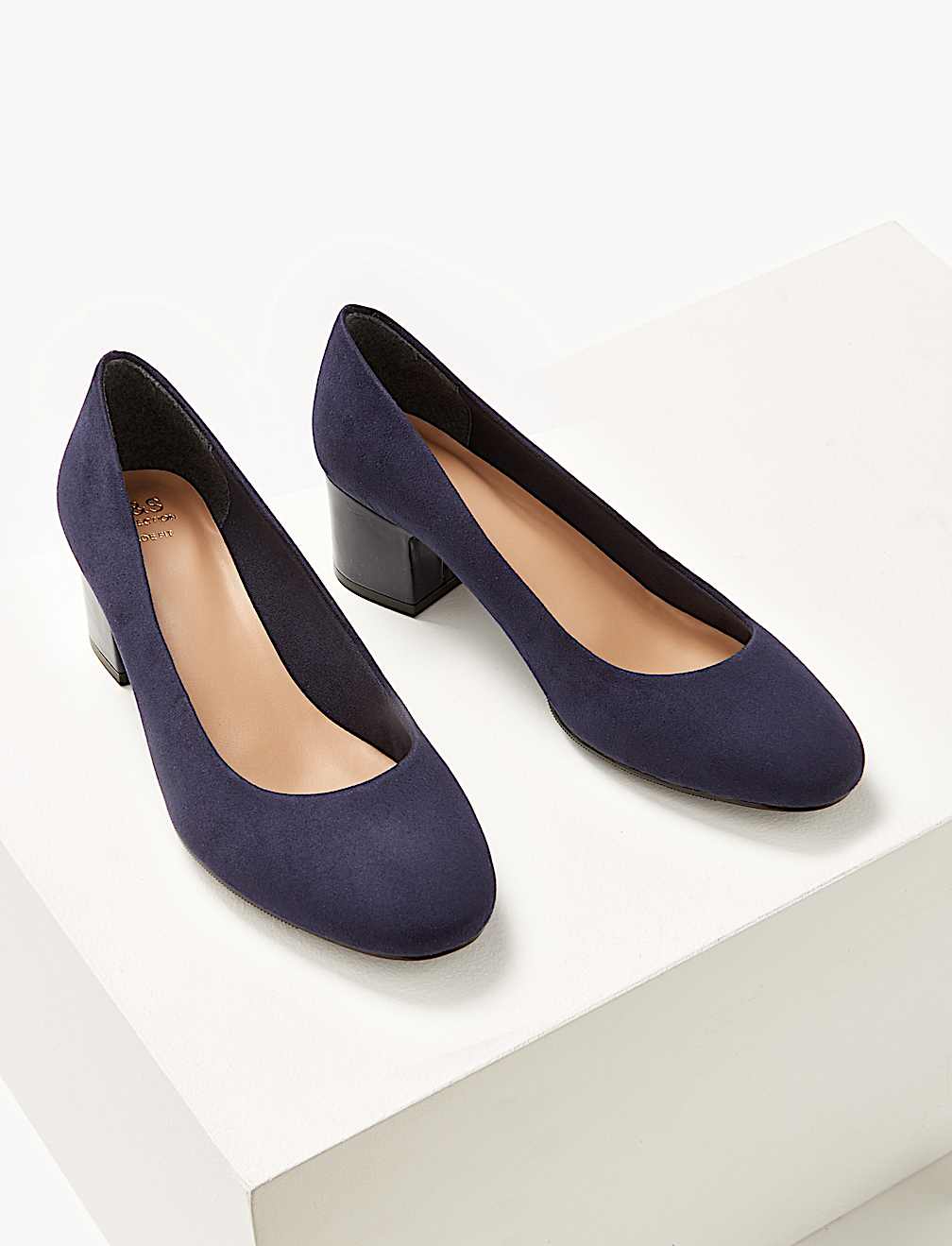 Wide Fit Block Heel Court Shoes