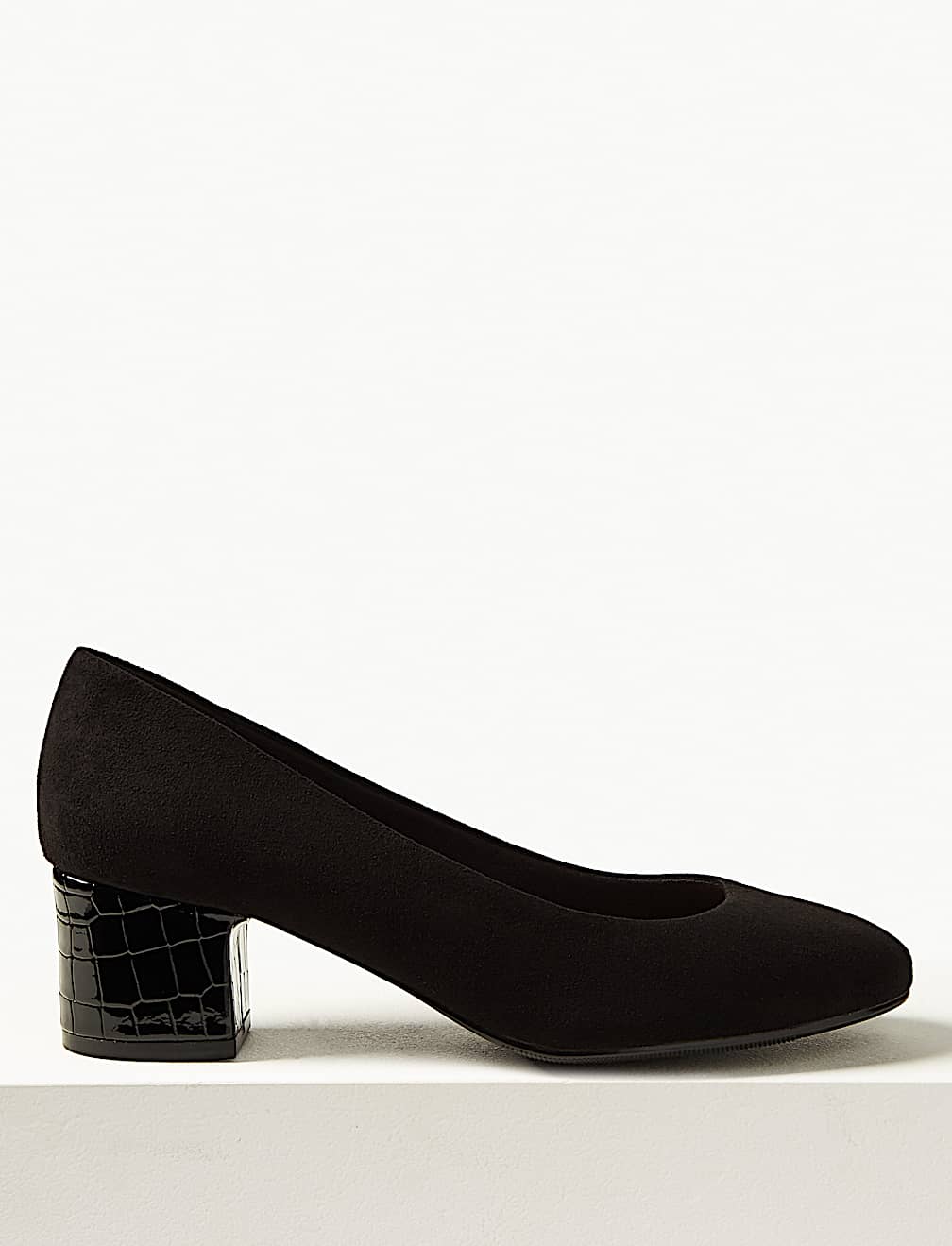 Wide Fit Block Heel Court Shoes